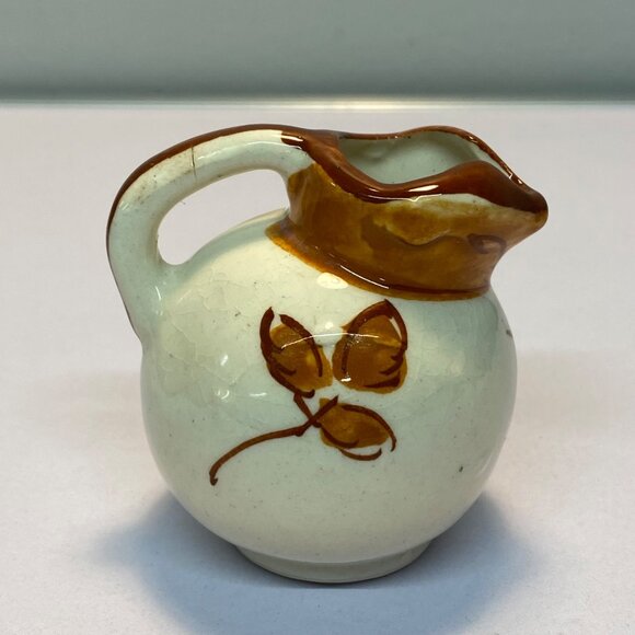 Vintage Occupied Japan Morikin Ware Hand Painted Miniature Pitcher Cream Brown - Picture 6 of 9